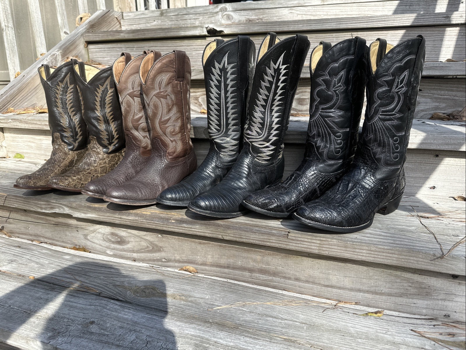 Cowtown Diamondback Shark Skin Caiman Lizard Western  Boots Size 9 D Lot Of 4