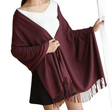 Womens Scarfs Large Soft Cashmere Feel Pashmina Scarves Shawls and Burgundy