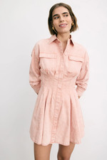 Denim Pleat Shirt Dress MICHAEL KORS Size M MSRP $ 198.00
