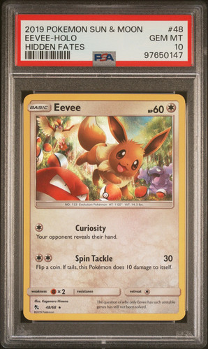 2019 Pokemon Sun & Moon Hidden Fates Eevee PSA 10 #48