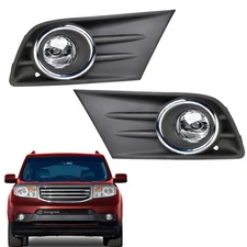 Front Bumper Fog Light Lamp Cover & Chrome Trim For Honda Pilot 2012-2014 2015