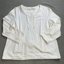 New Soft Surroundings Just Peachy Sweatshirt 1X Womens White Pockets