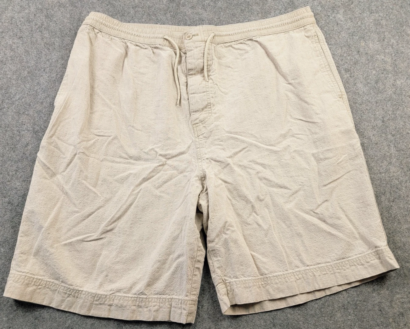 J Crew Shorts Mens XL Beige Vintage Oarsman Linen Cotton Blend Casual