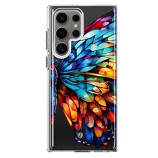 Mundaze Case for Samsung Galaxy S24 Ultra Cover Colorful Mosaic Glass Butterfly