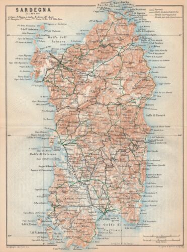 SARDINIA Original map ITALY 1930 ITALY Antique Vintage map SARDEGNA Cagliari - Picture 2 of 8