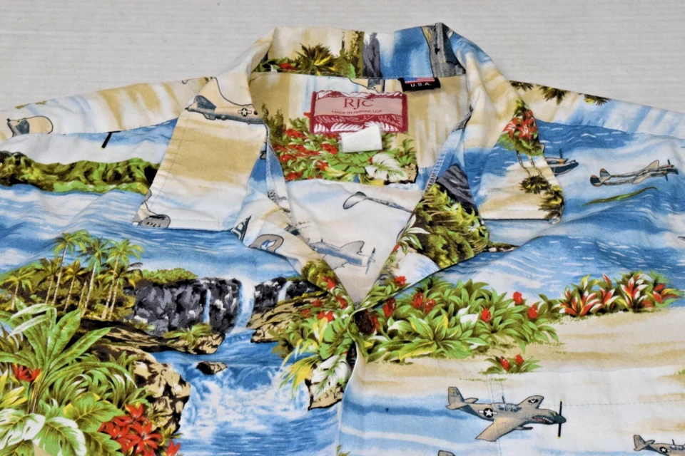 Camisa Hawaiana De Colección Talla 2XL 80s RJC Hélice Aviones Sobre Islas Hecha en EE. UU. Foto 4 de 4