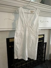 Michael Kors Women's all Cotton lined Sleeveless Eyelet Dress White sz 12