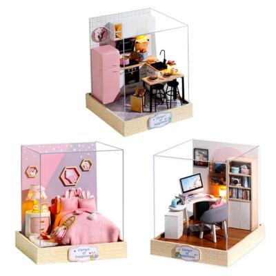 DIY Doll House Wooden Miniature Dollhouse Furniture Kit Educational Toy