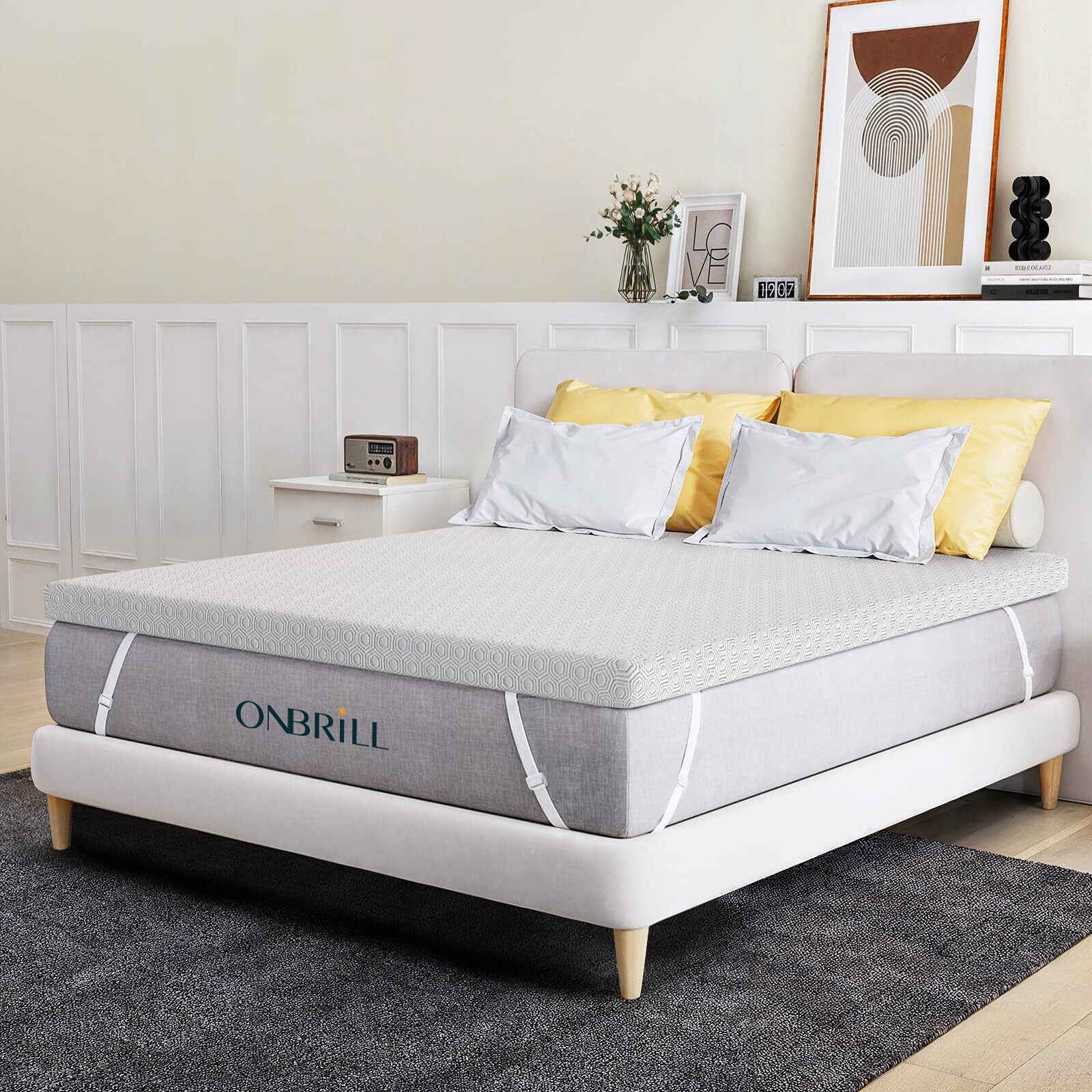 3 Inch Mattress Topper with Cover, Queen Size, Dual Layer Support Memory Foam...
