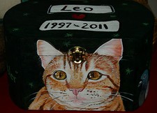 Custom hand painted cat portrait memorial Wood box Pet URN For ashes Cat urn