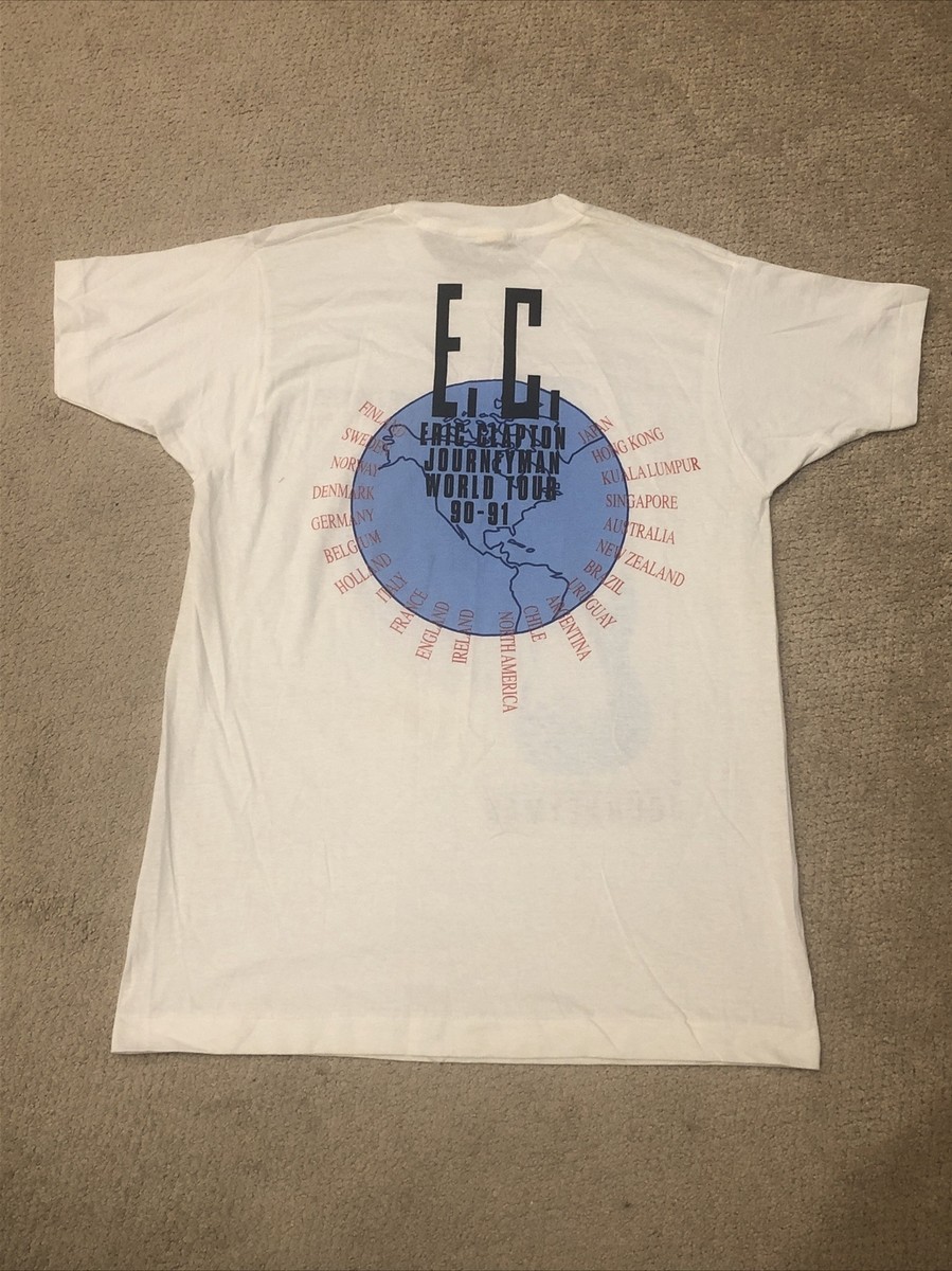 VTG Eric Clapton Journeyman Graphic World Tour Band t shirt EC