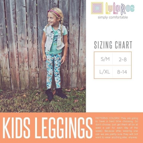 LuLaRoe Leggings Royal Blue Peacock Feather Red Yellow Birds Girl Kid Orange S/M - Picture 6 of 6