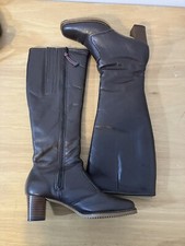Vintage Womens Cobbies Brown Leather Zip Up Boots 7.5 1970s Heeled Sherpa Lined