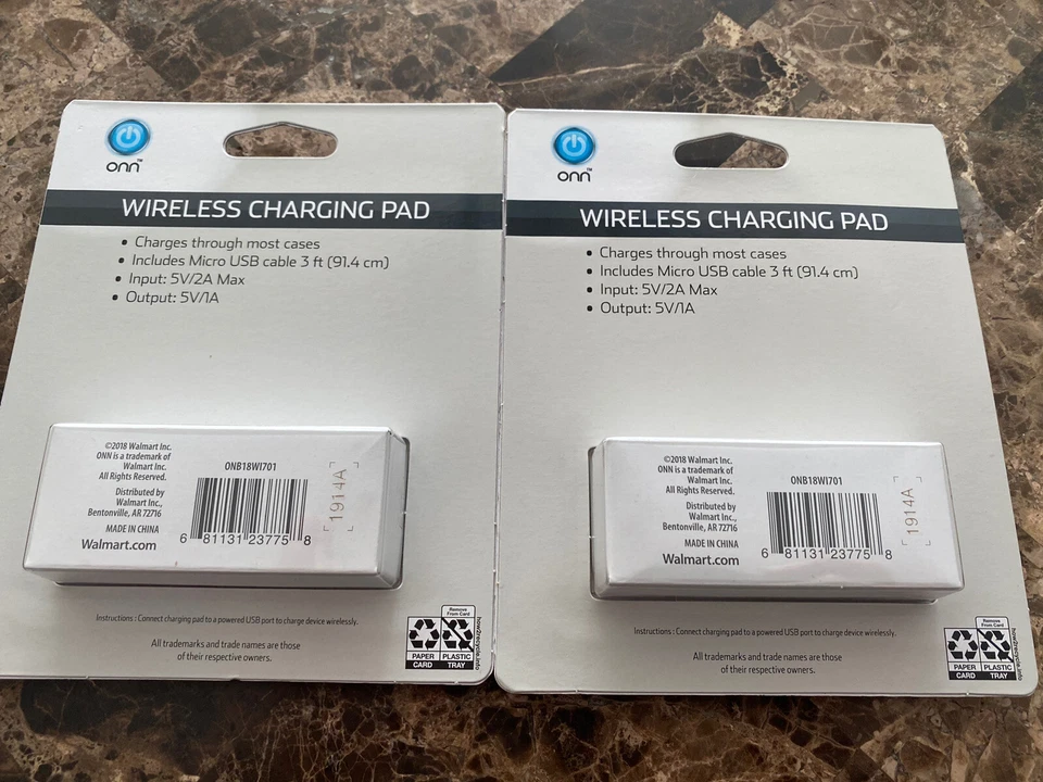 ¡Nuevo! ONN Inalámbrico Smartphone Almohadilla de Carga Cargador 5 Watios iPhone Samsung Lote de 2 Foto 2 de 4