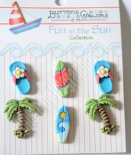 Paradise Found / Buttons Galore 3D Fun in the Sun Shank Buttons / Surf Board