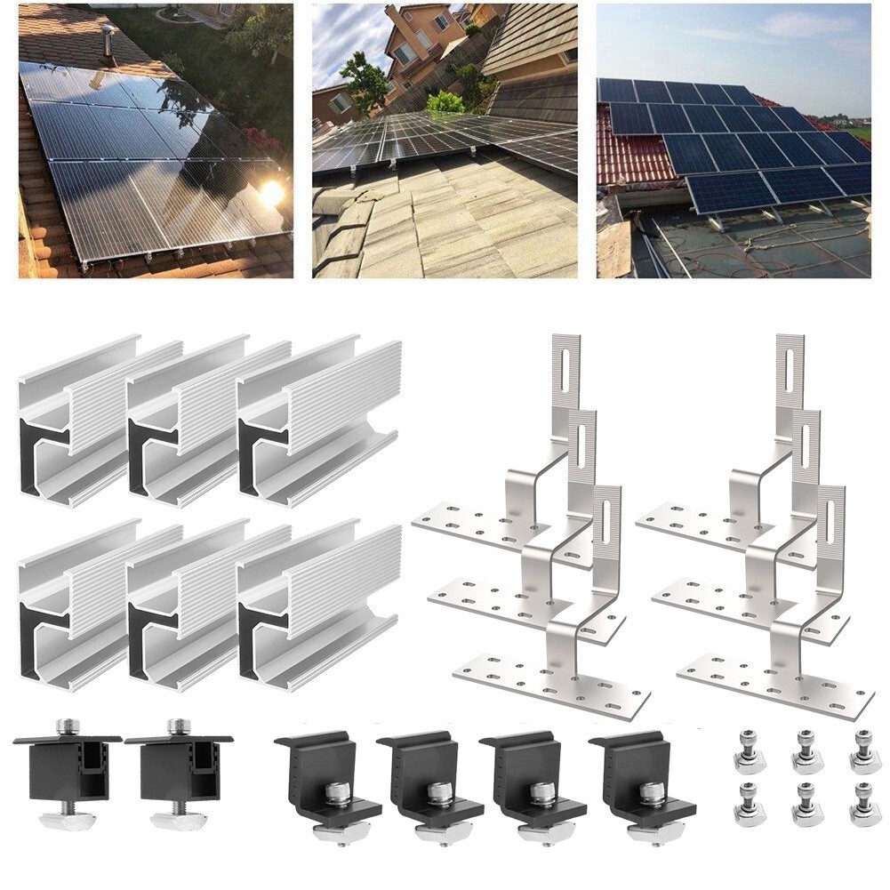 Kit Struttura Fissaggio 2 Pannelli Fotovoltaici Su Tetto A Falda Inclinata 1x2 - Foto 8