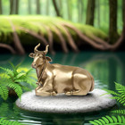 Brass Nandi Cow Statue Figurine Home Sitting Idol Handmade Bull Figure Antique