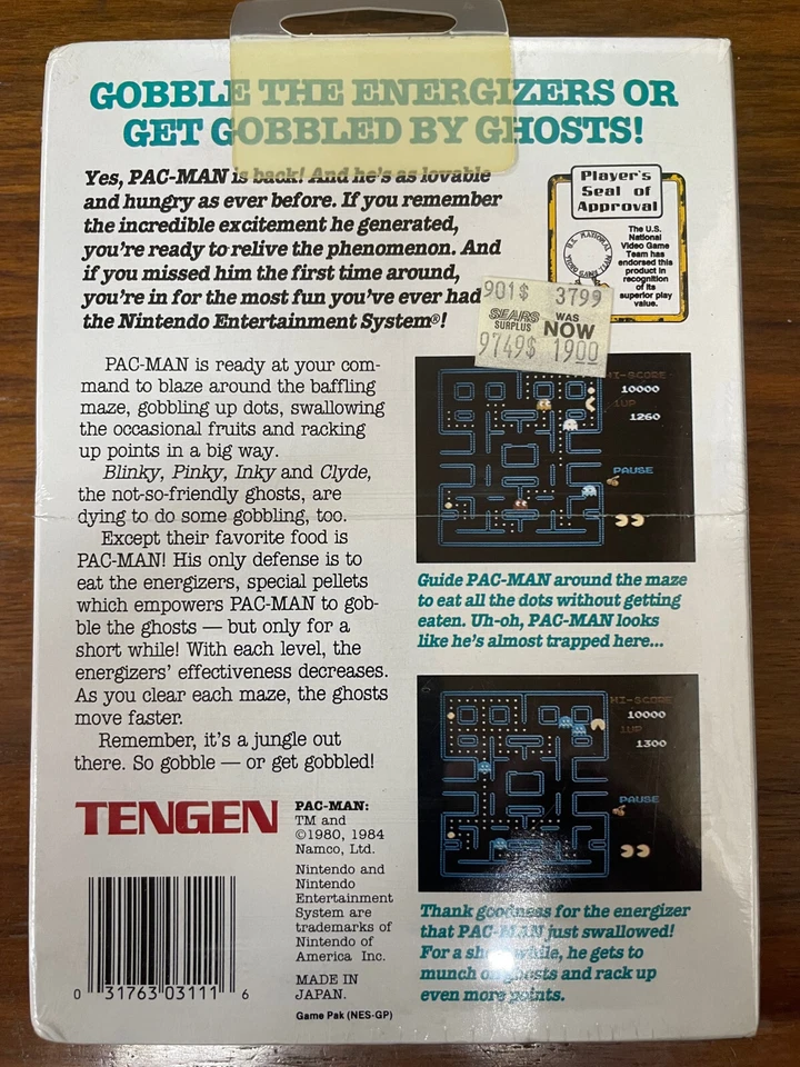 PAC-MAN Nintendo NES Sealed Cartridge Tengen Vintage Collectible PAC MAN game - Image 2 of 2