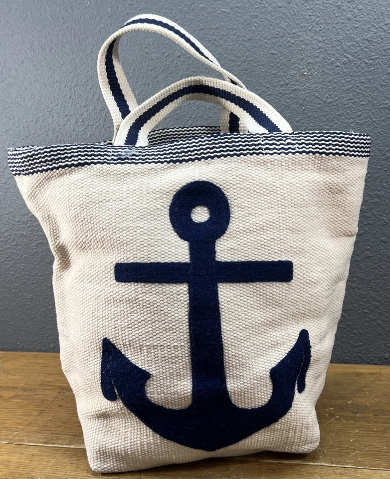 annie selke’s Fresh American Anchor Nautical Lake Boat Beach Knit Large Tote Bag - Image 3 of 4