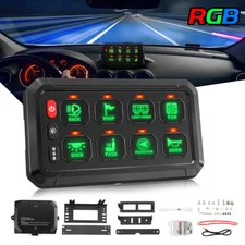 RGB 8 Gang Switch Panel Wireless LED Light Bar Relay System Car UTV Marine Boat