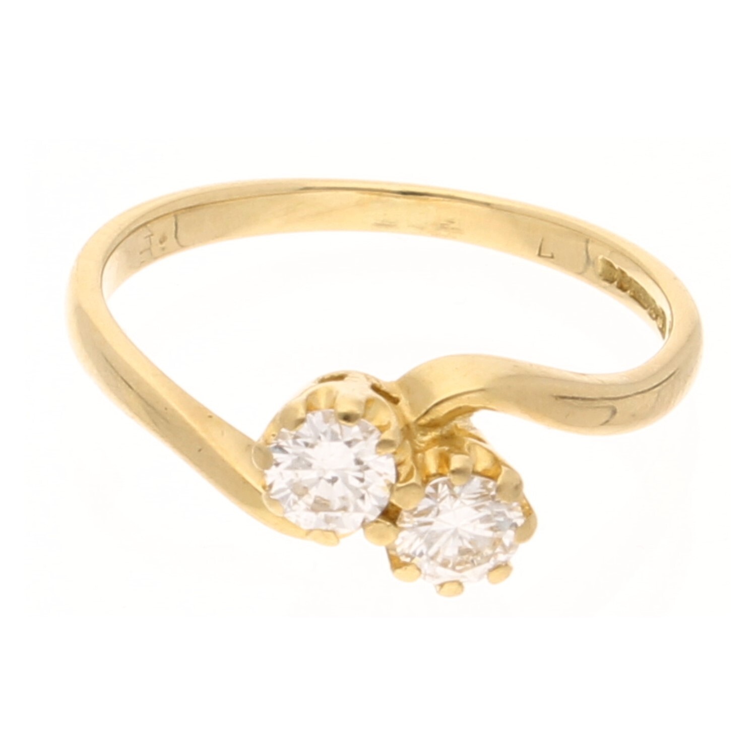 Vintage 18Carat Yellow Gold 0.50ct Diamond Two-Stone Ring (Size J) 7x6mm