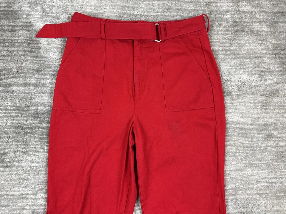 Pantalones Forever 21 para mujer grandes rojos con puños y cinturón Foto 2 de 4