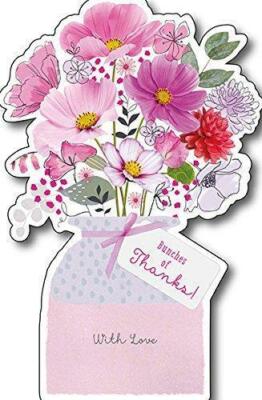 Bunches Of Thanks Little Note Thank You Stanzglas & Blume Neu Karte