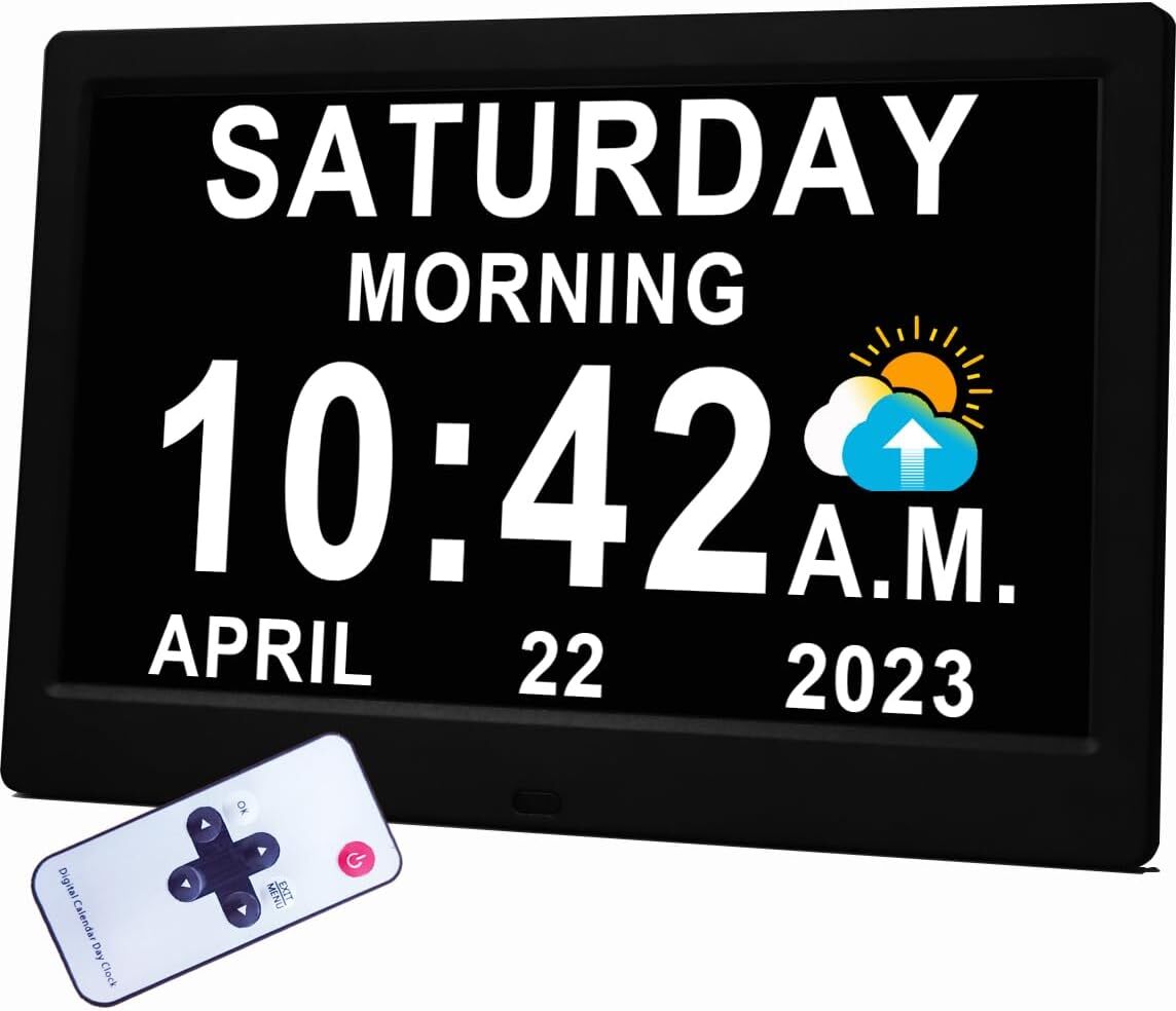 A 11.5-inch large digital clock with date and date in voice dialogue