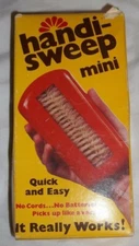 Vintage Handi-Sweep Mini Manual Red Handheld Sweeper Natural Bristles With Box