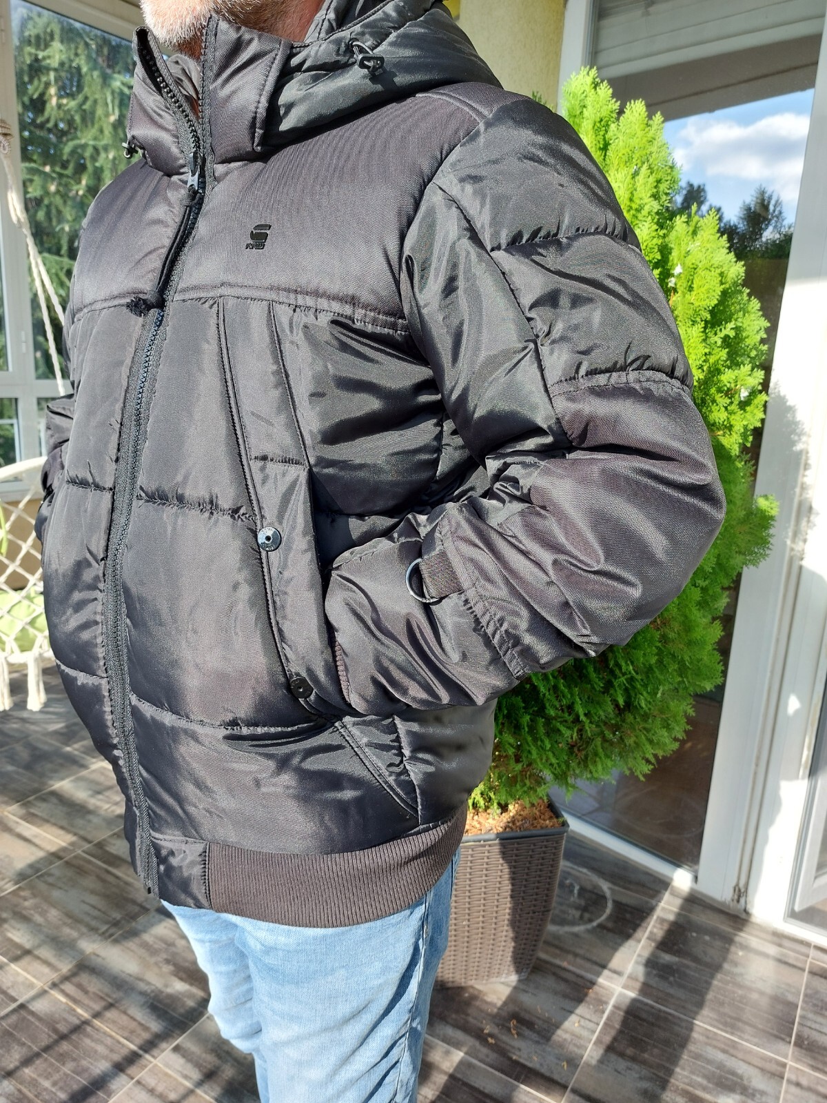 G-STAR RAW Whistler HDD Bomber Quilted Hooded Jacket Black size L