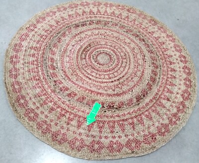 PINK / NATURAL 5' X 5' RD Broken Thread Rug, Reduced Price 1172759490 NF802P-5R