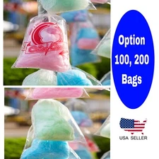 Clear or  Printed Clear Cotton Candy Bags with Twist Ties Hanging Bundles