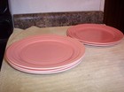 VINTAGE LOT of HAZEL ATLAS PINK MODERNTONE PLATONITE DINNER and DESSERT PLATES — photo 2