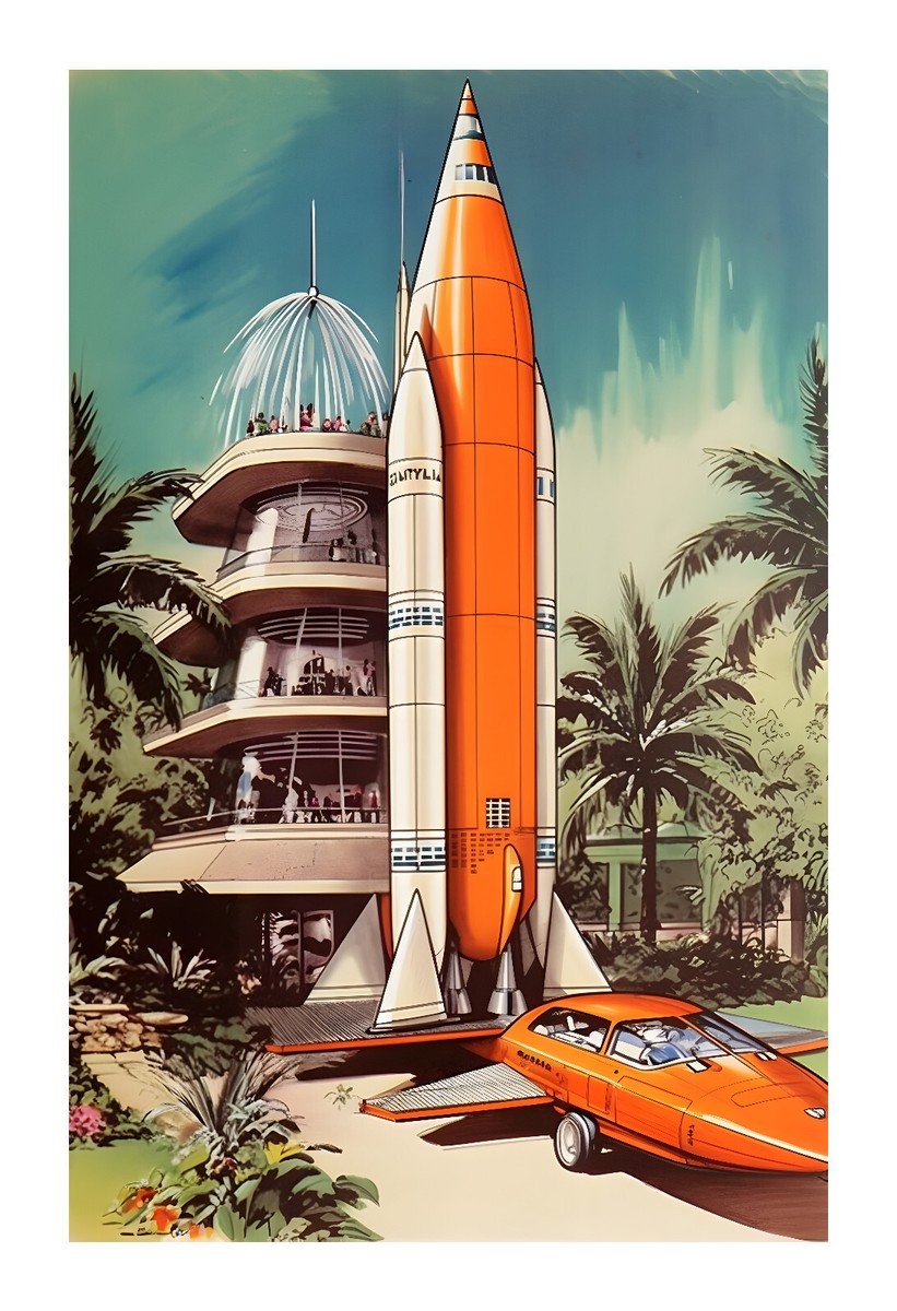 1960s Atomic Architecture Palm Springs Home Art Print va21 | eBay