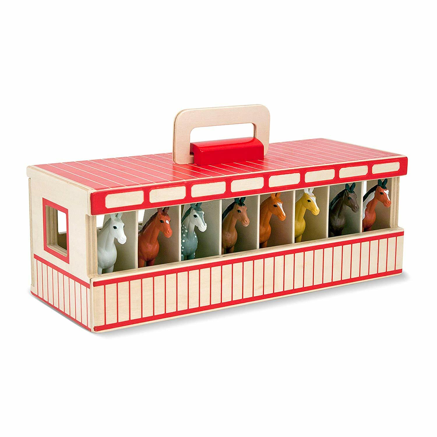 Everearth Barn Stable Horses Set Wooden Toy For Sale Online Ebay