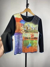 VNTG Vango Paris Jpg Style Flowers Art Blouse Mesh Top Gothic Avant Garde Medium