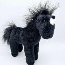 Aurora Miyoni Horse Plush 8" Standing Foal 2017 Black White Farm Stuffed Animal