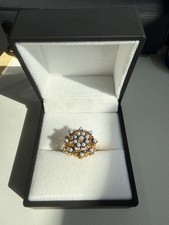 Pakistani Pearl Statement Ring – Gold Tone Floral Design
