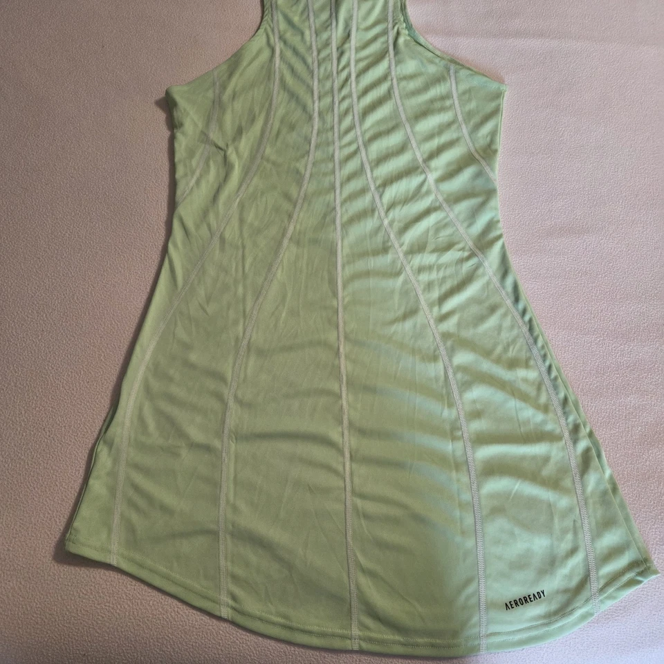 Adidas Womens Semi Green Spark Sleeveless Aeroready Tennis Dress with Logo Sz XL - Image 2 of 4