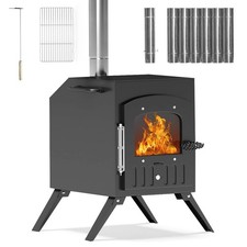 Wood Stove Hot Tent Stove, Portable Camping Wood Burning Stove for Outdoor Co...