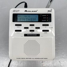 Midland WR-100 SAME Digital Weather All Hazards Alert Radio White Alarm Clock