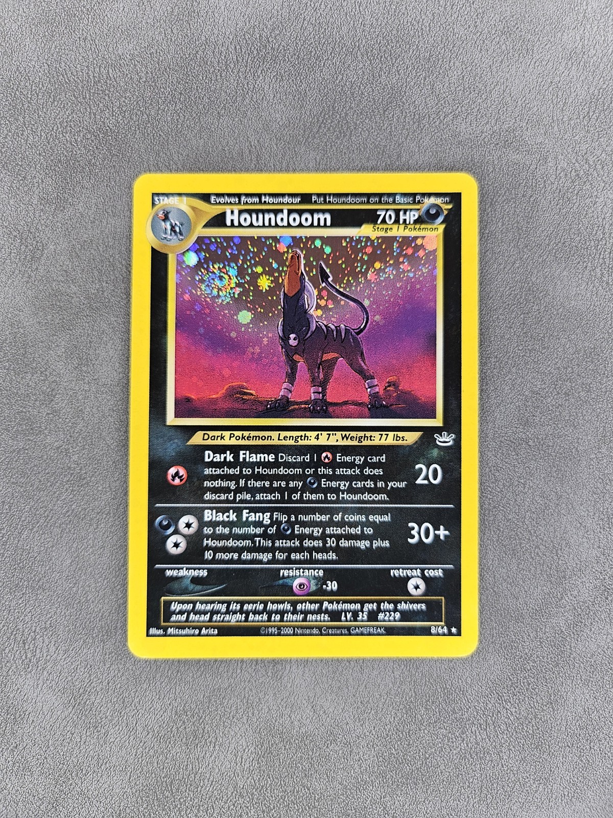 Pokémon TCG Houndoom 8/64 🌀SWIRL🌀 Holo Rare Unlimited Neo Revelation - NM 