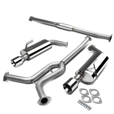 Dual 4'' Double Wall Rolled Muffler Tip Catback Exhaust System For 04-08 Maxima