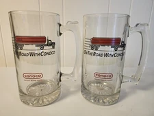 Vintage Conoco "On The Road With Conoco" Beer Mugs, Lot Of 2