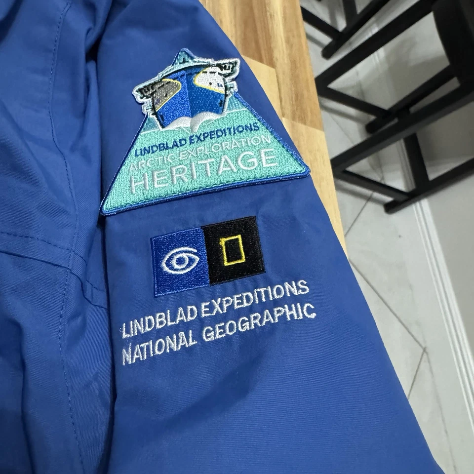 Lindblad Expeditions National Geographic Jacket Mens 4XL Blue Fur Hood Parka - Image 3 of 4