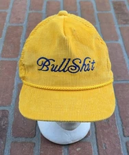 Vintage Youngan Corduroy Snapback Hat BullShit Embroidered Yellow Made in Korea