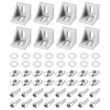8 Set 4545 European Inside Corner Bracket Gusset Kits 42x42x41mm Silver