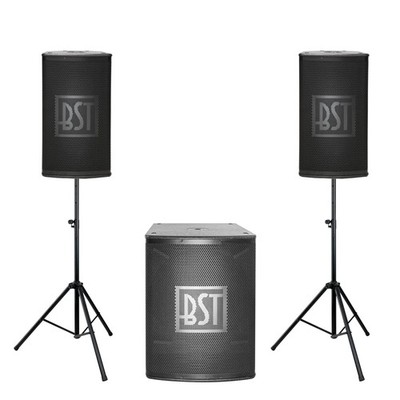 BST CUBE1812 sktives DJ PA Komplettset 1800W RMS 18'' Subwoofer 12'' Tops Stative