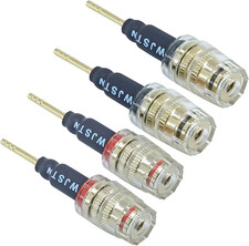 Banana Plug to 4mm Female Jack Adapter, Speaker Audio Connectors, 4-Pack