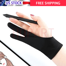1x Two Finger Anti-fouling Glove Drawing Pen Graphic Tablet Pad For Artist Black